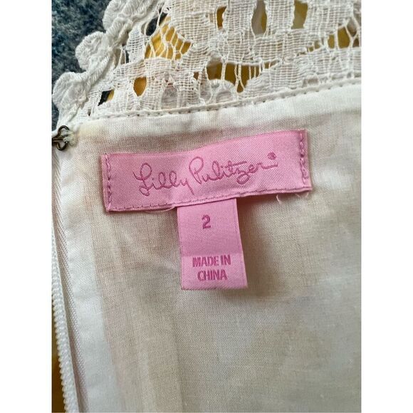 Lilly Pulitzer First Impressions Yellow White Reagan Sunglow Dress Size 2 - Picture 3 of 8